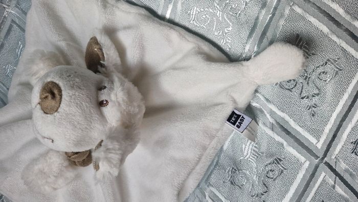 Doudou plat chien blanc baby  tex - photo numéro 6