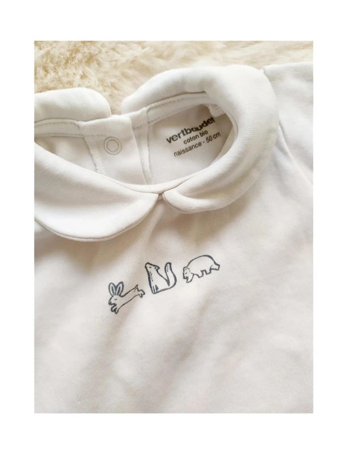 Pyjama naissance unisexe garçon fille en coton épais bio taille naissance = 50 cm - photo numéro 2