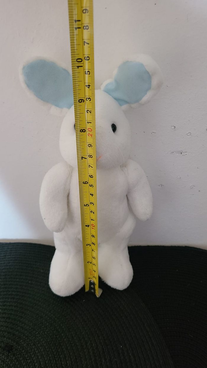Peluche Lapin Pantin blanc Bleu - photo numéro 2