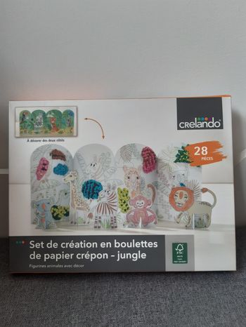 Loisir créatif : set de création en boulettes de papier crépon : jungle Crelando