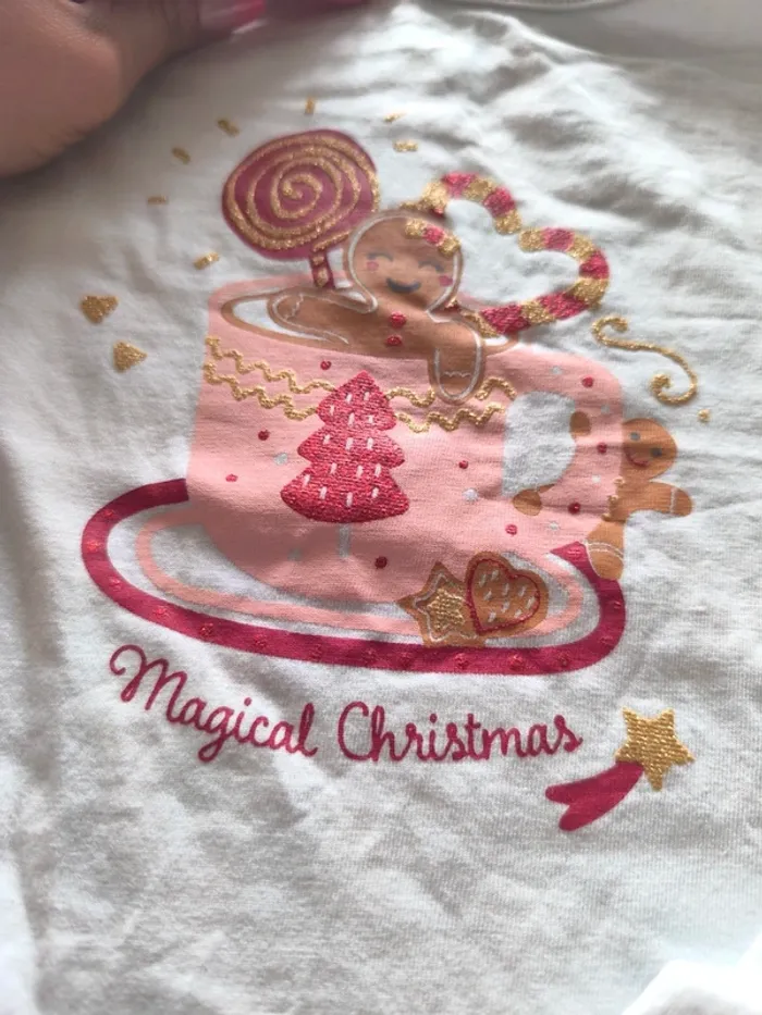 Tee shirt manche longue, taille 4 ans, esprit noel , fille - photo numéro 2