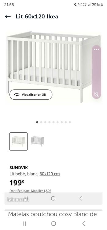 Lit Ikea 60×120 + matelas Bultex