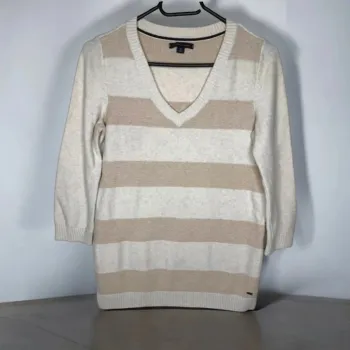 🍂 Magnifique pull Col V Tommy Hilfiger / Marinière beige - T/S 🍂