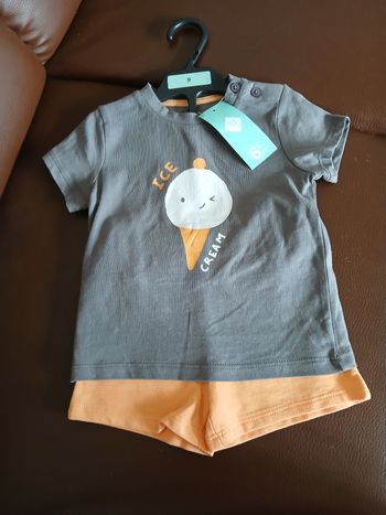 ensemble tee shirt short garcon tex baby 71 cm 9 mois