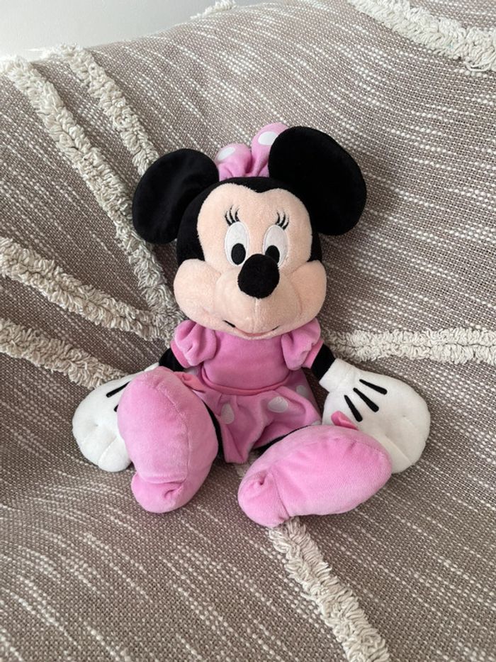 Peluche doudou 37cm Disney Minnie souris rose à pois blanc très bon état