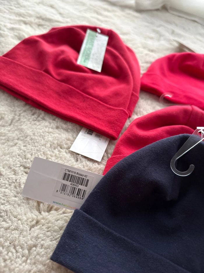 👶🍼Lot 10 bonnets bébé naissance -neuf avec étiquette -100%coton-lot revendeur - photo numéro 5