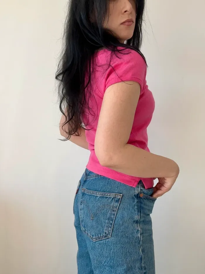 Top y2k années 2000 rose taille S en coton 🌸 - photo numéro 3
