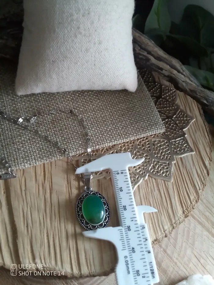 Collier pierre agate verte naturelle - photo numéro 2