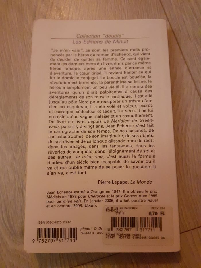 Roman je m'en vais de jean echenoz - photo numéro 2