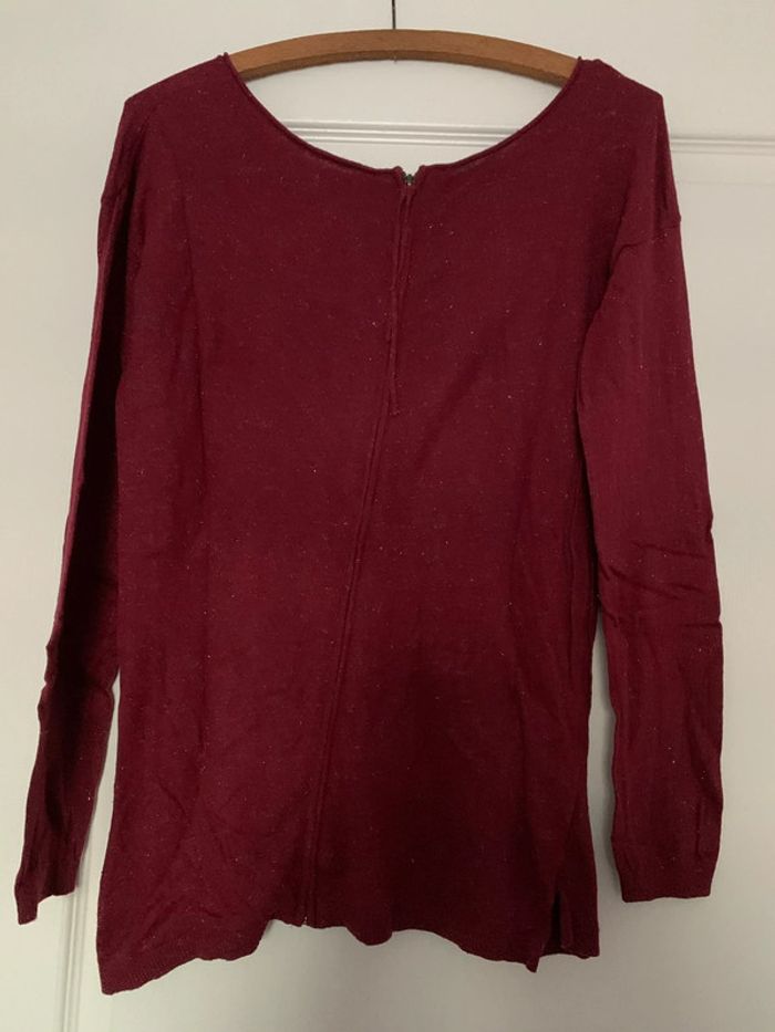 Pull Naf Naf T. M bordeaux lurex