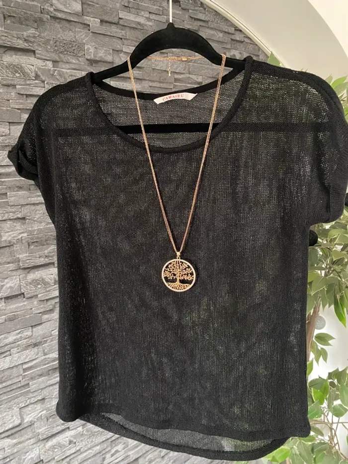 🤍🖤 sublime Blouse noire fluide transparente Camaïeu – Chic et légère – Taille 42 TBE 🤍🖤 - photo numéro 6
