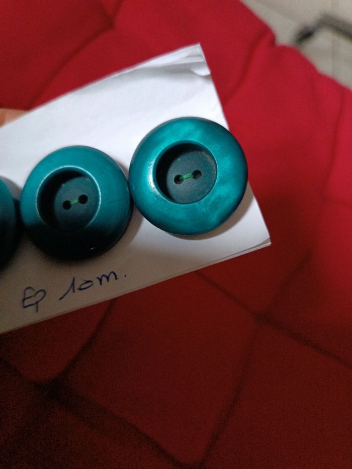 Lot 4 gros boutons bleu canard. - photo numéro 5