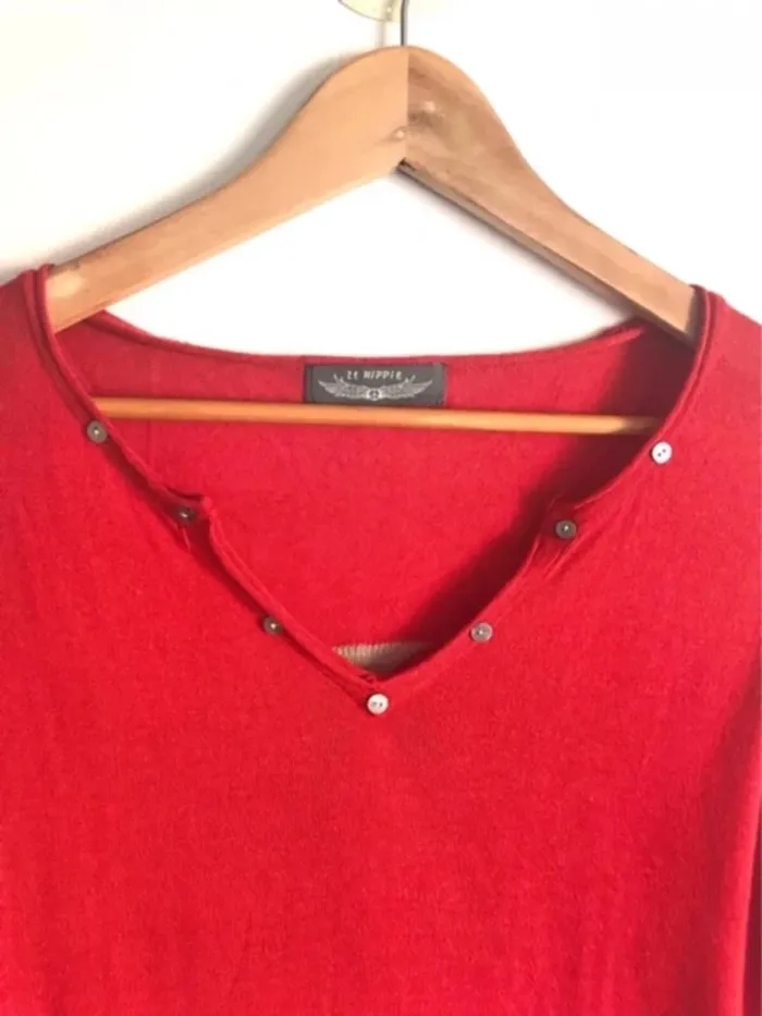 Pull léger rouge en bambou taille 34/36 It Hippie - photo numéro 2