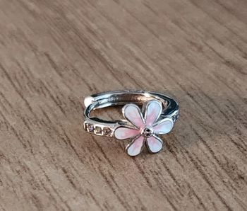 Boucles d'oreilles fille argent 925 fleur rose et strass 🌸