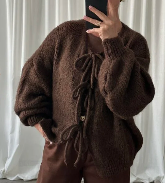 Gilet - Chocolat - Nœuds - Décontracté - Cocooning - Automne