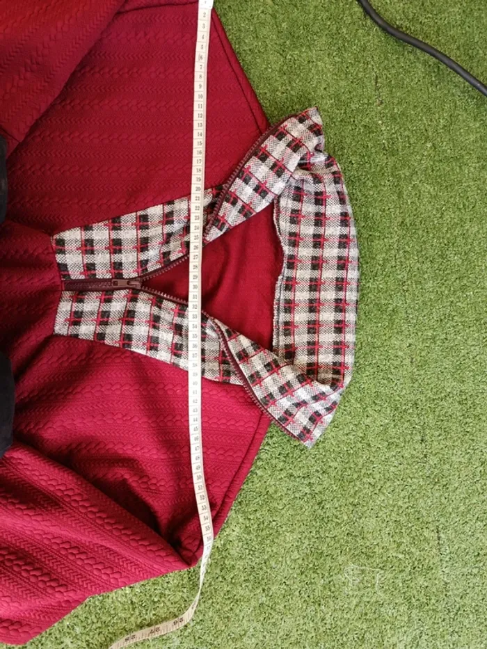 Sweat léger bordeaux col à carreaux et fermeture éclair taille 44 - photo numéro 4