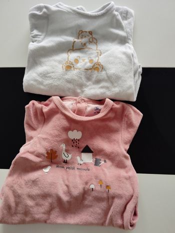 Lot 2 pyjamas bébé fille en velours 6 mois