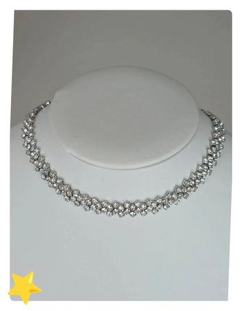 Collier ras de coup strass argenté acier inoxydable