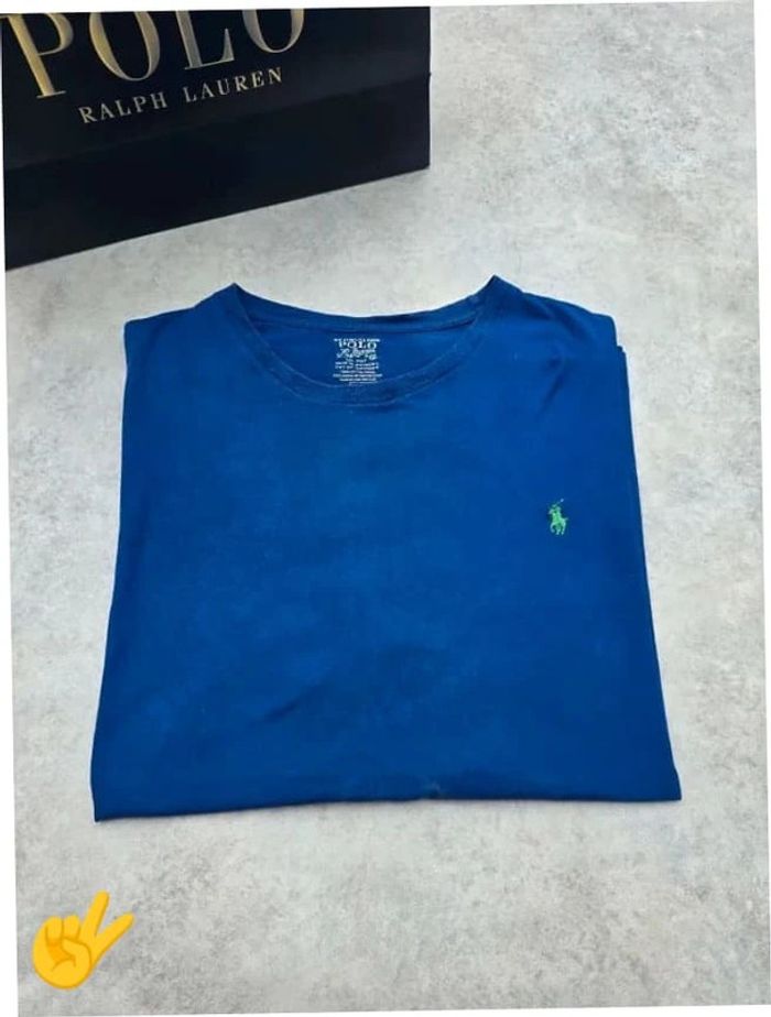 T-shirt Ralph Lauren XXL coupe col rond bleu Homme Men tee13b