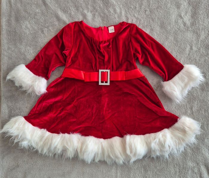 Robe de Noël en velours rouge pour fille de 3 ans - photo numéro 2