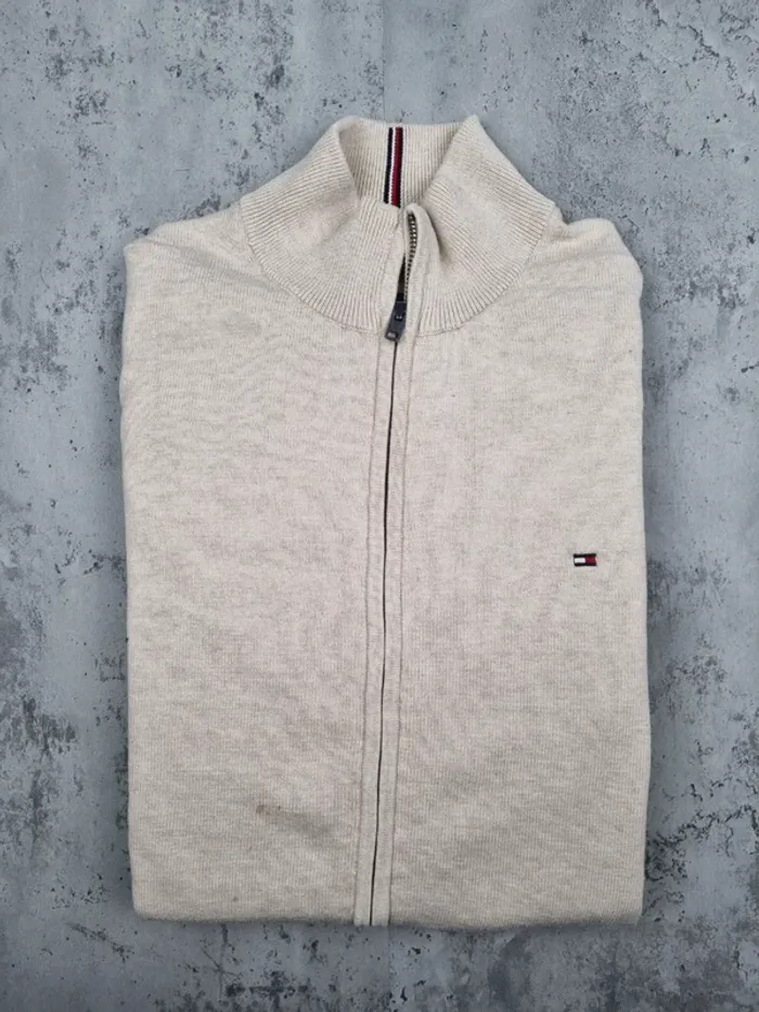 Gilet zippé beige Tommy Hilfiger – Taille XXL Homme (mesures en photos) - photo numéro 2