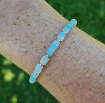 Bracelet amazonite et plaqué or jaune lithothérapie