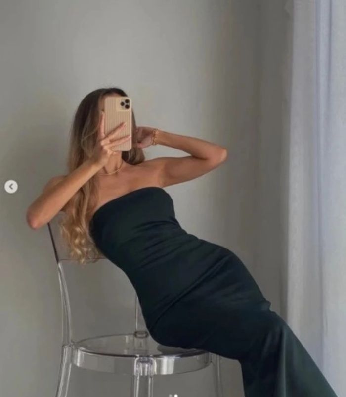 Très belle robe bustier, taille L.Zara nouvelle collection verte foncé - photo numéro 6