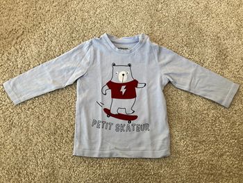 Tee shirt bleu clair manches longues skateur comme neuf garçon - 9 mois - vert baudet