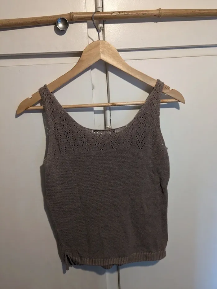 Crop-top fin EDC by Esprit, taupe lin - photo numéro 2