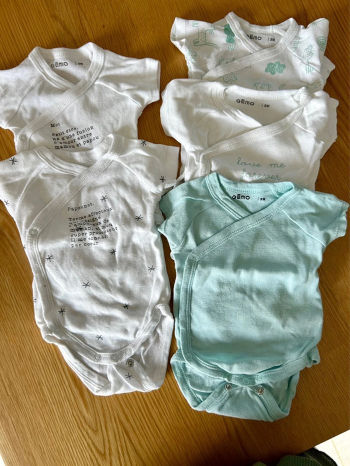 Lot 5 body manches courtes - 3 mois