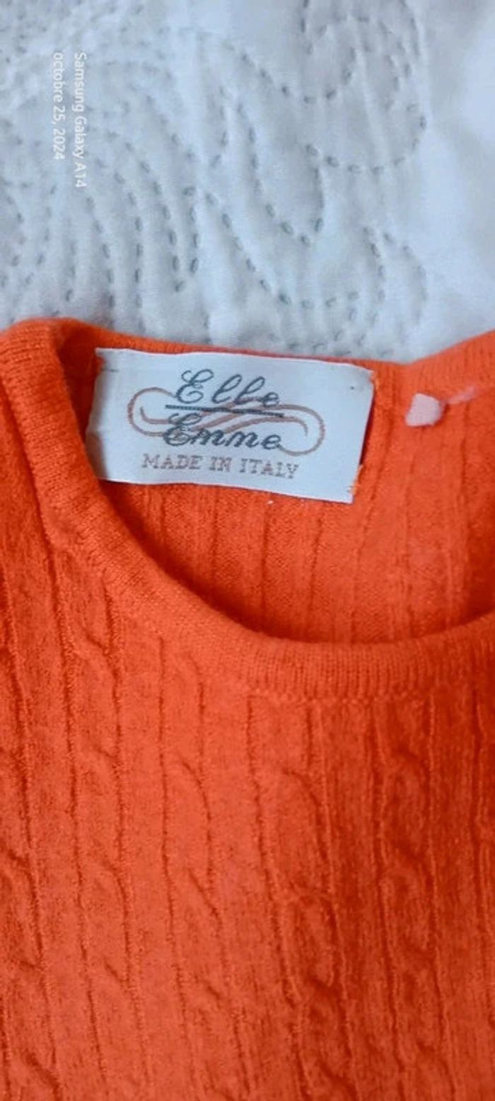 Pull court maille torsadée corail femme S Emme elle made in Italia - photo numéro 18