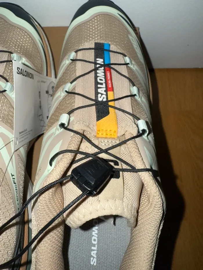 Chaussure Salomon XT-6 Beige, Verte Oxford Tan / Carbon / Clearly Aqua - photo numéro 11