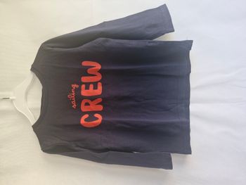 T-shirt manches longues 3/4 ans Tex Bleu marine Inscription Sailing Crew rouge