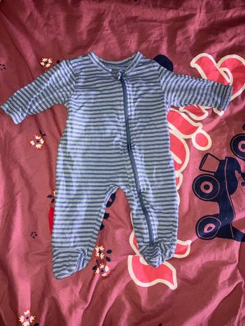 Pyjama rayé zippé 1 mois  Vertbaudet