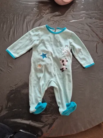 Grenouillère bébé garçon ours panda étoile