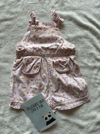 Combishort rose à bretelles 12 mois