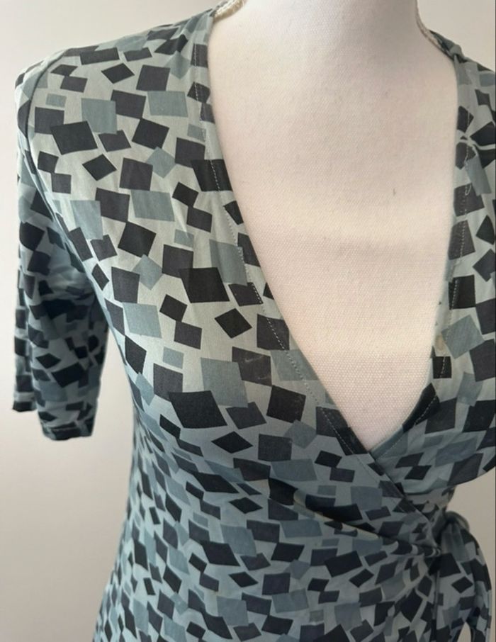 Robe portefeuille psychédélique bleue Vintage T36 S - photo numéro 3