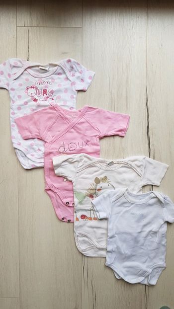 Lot de 4 bodys manches courtes fille 3mois
