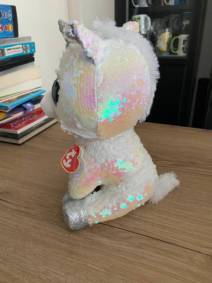 Grande peluche Ty flippables, licorne blanche à sequins - photo numéro 2