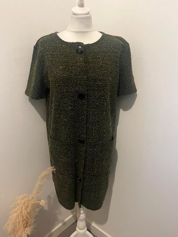 Robe boutonnée kaki et dorée Zara L