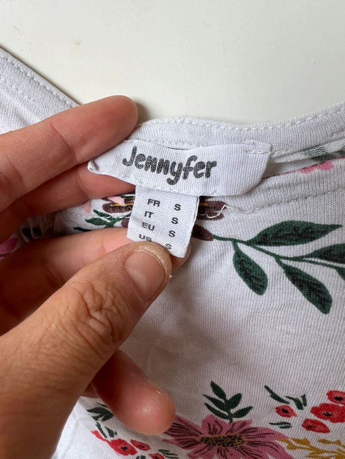 Crop top blanc à motif fleuri Jennyfer - photo numéro 2