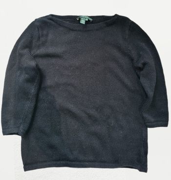 🖤 Pull femme Ralph Lauren – Noir – Manches 3/4 – 100 % coton – Taille M
