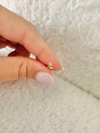 Piercing lune avec brillant, doré