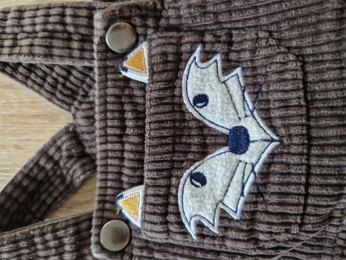 Salopette / Barboteuse Velours Côtelé Marron Broderie Renard Mots d'enfants - 6 mois - photo numéro 2