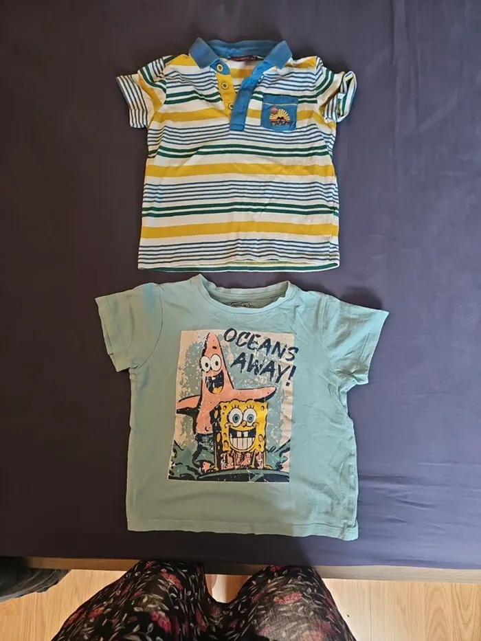 Polo sergent major 3 ans garcon + tee shirt bob l éponge 3/4 ans