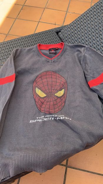 Pull Spider-Man 10 ans gris/rouge