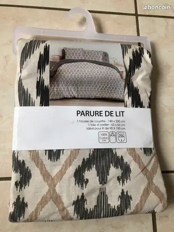 Parure housse de couette Amberlight 100% coton 57 fils 140x200 cm neuve dans emballage