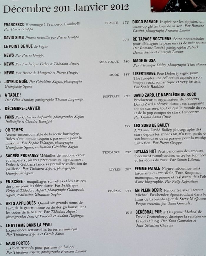 Magazine Vogue n°923 décembre 2011 janvier 2012 spécial rock - photo numéro 7