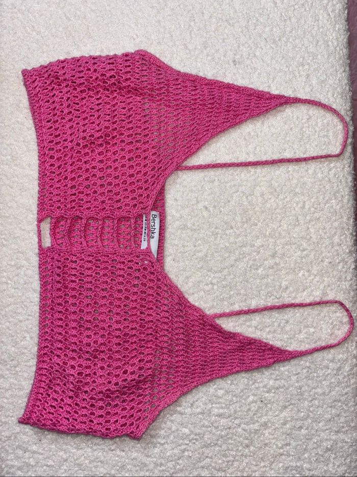 Crop top en maille rose