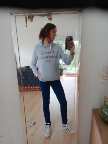 Sweat à capuche gris M Message imprimé c87D